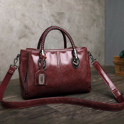 Retro Triple Compartment Woven Top Handle Satchel Handbag Crossbody Bag