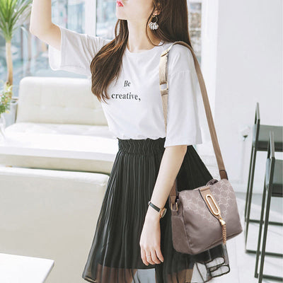 Nylon Crossbody Bag For Women Triple Compartment Elegant Shoulder Bag