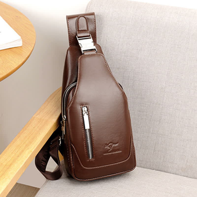 Men's Anti-theft Vintage Sling Bag with USB Charging Port