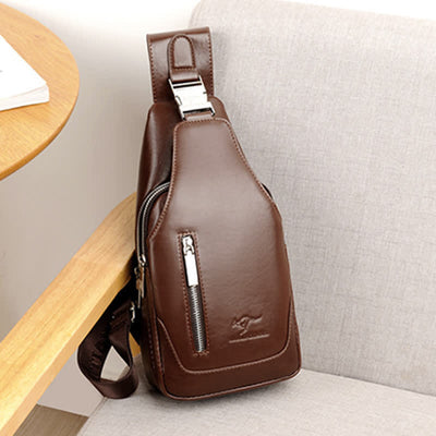 Men's Anti-theft Vintage Sling Bag with USB Charging Port