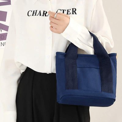 Multi-Pocket Handbag for Women Casual Canvas Tote Bag Daily Purse