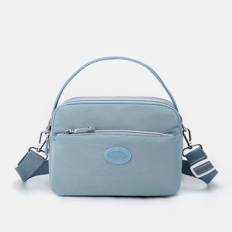 Crossbody Bag for Women Triple Zip Shoulder Bag Casual Nylon Purse