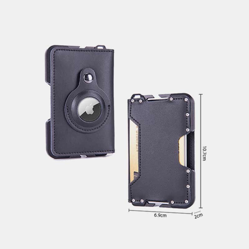 Genuine Leather Bifold Mens Leather Airtag Wallet BFID Blocking Card Holder
