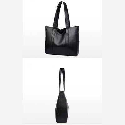 Large Capacity Tote Soft Leather Shoulder Handbag For Women
