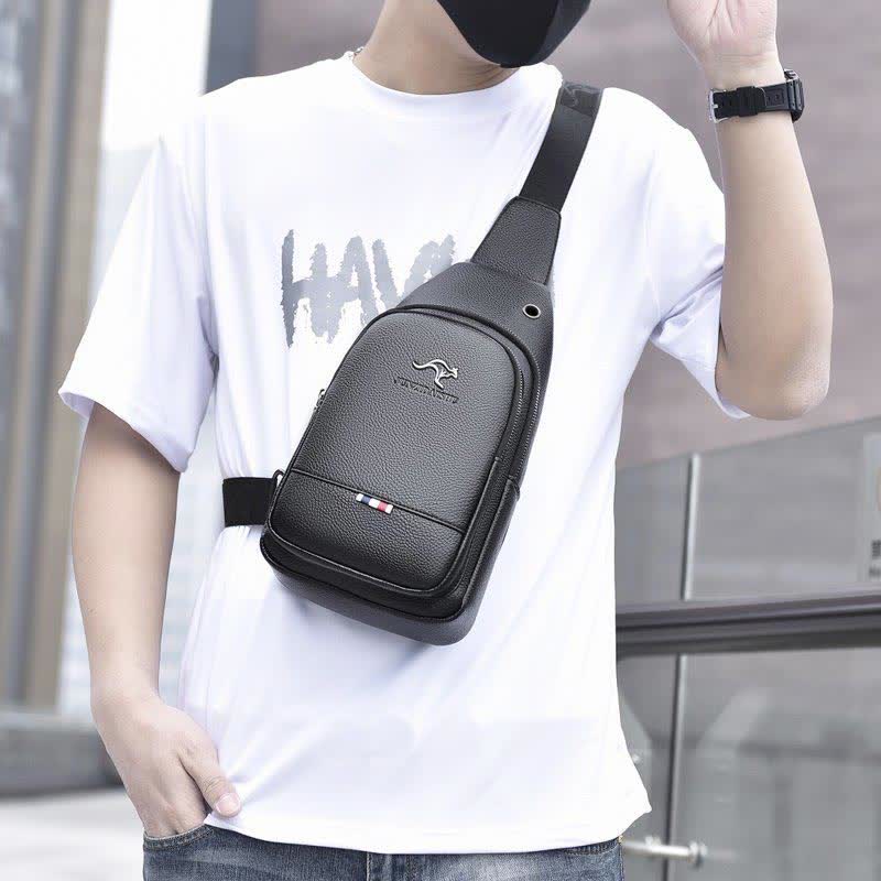 Small Crossbody Sling Bag for Men Leather Purses Chest Bag