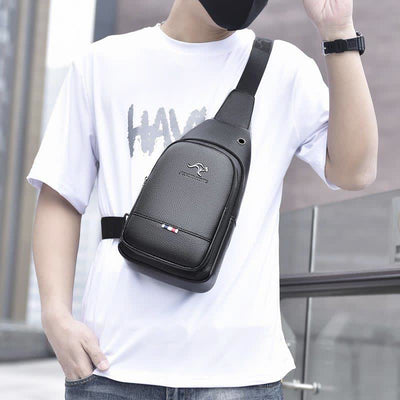 Small Crossbody Sling Bag for Men Leather Purses Chest Bag