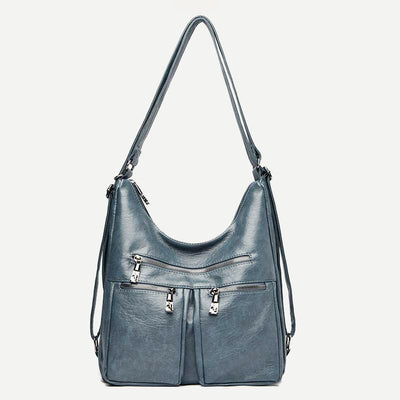 3 Way Use Backpack Multi Pocket Leather Zip Crossbody Shoulder Bag