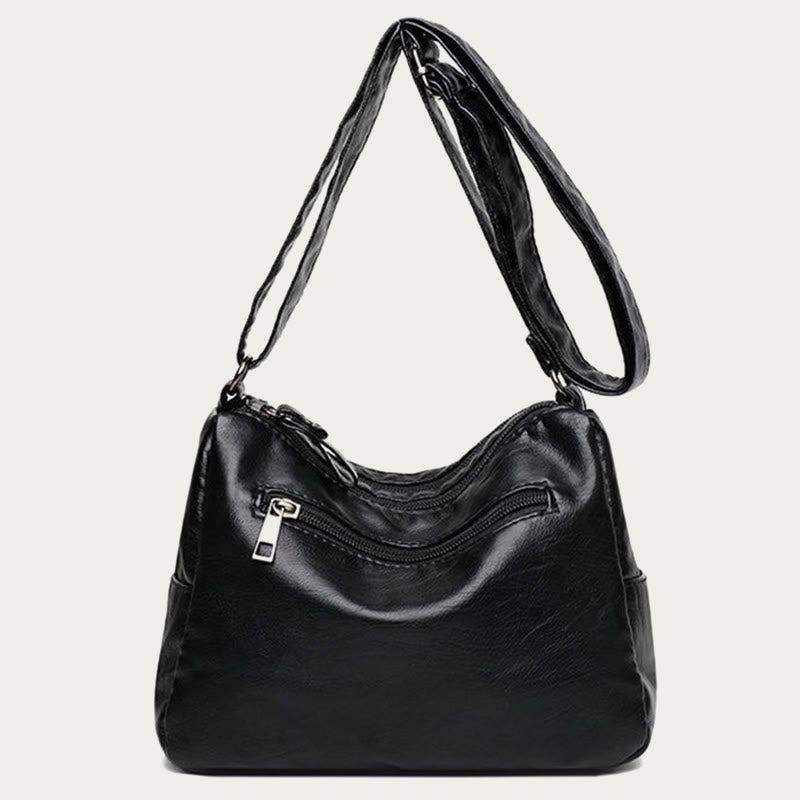 Minimalist Tote Soft Leather Wide Shoulder Strap Crossbody Purse