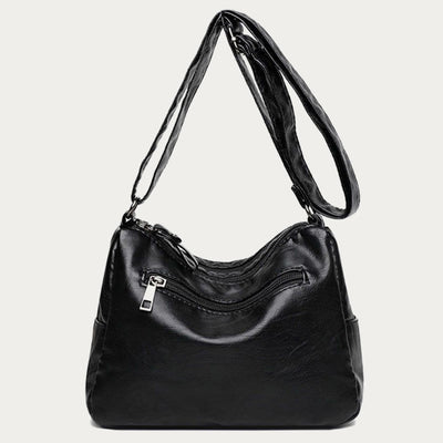 Minimalist Tote Soft Leather Wide Shoulder Strap Crossbody Purse