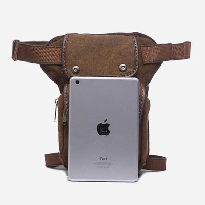 Retro Leg Bag For Men Outdoor Sports Canvas Crossbody Bag