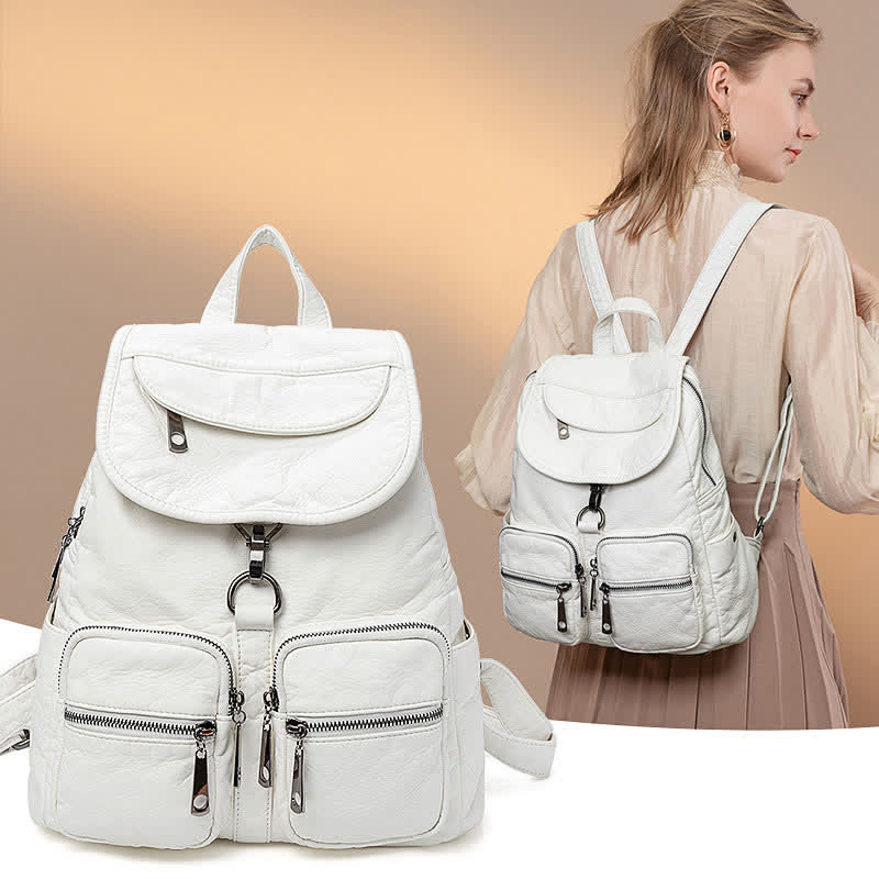 Soft Leather Travel Backpack Small Waterproof Casual Daypack Backpacks for Women