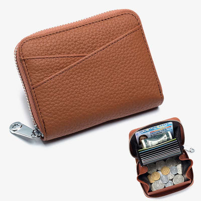 RFID Blocking Zip Around Wallet Small Card Holder Coin Purse Change Pouch