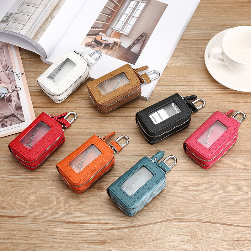 Storage Bag For Men Vintage Cowhide Leather Car Key Bag