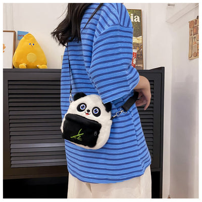 Cute Cartoon Panda Crossbody Bag Plush Toy Shoulder Bag