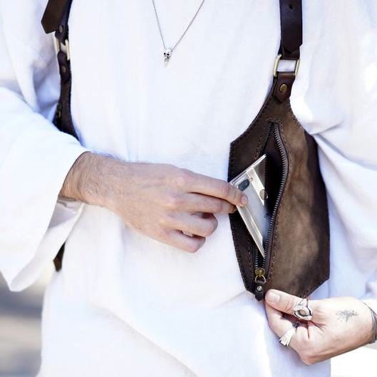 Anti-theft Underarm Shoulder Bag PU Leather Double Shoulder Armpit Bag Wallet