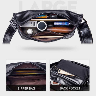 Large Capacity Genuine Leather Waterproof Messenger Bag