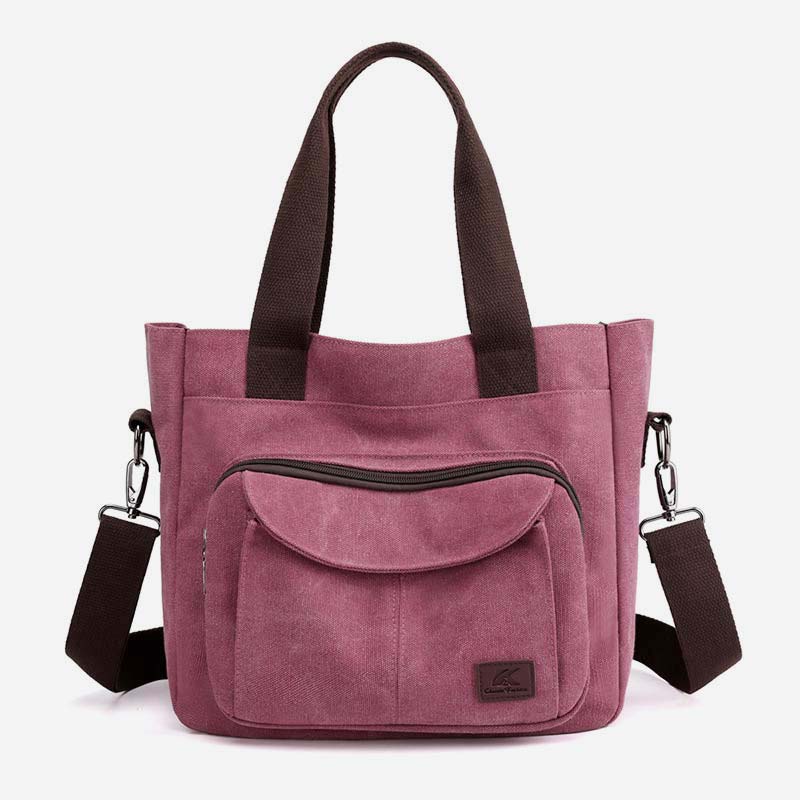 Women's Canvas Top Handle Handbag Multi-pocket Crossbody Shoulder Bag Tote Purse