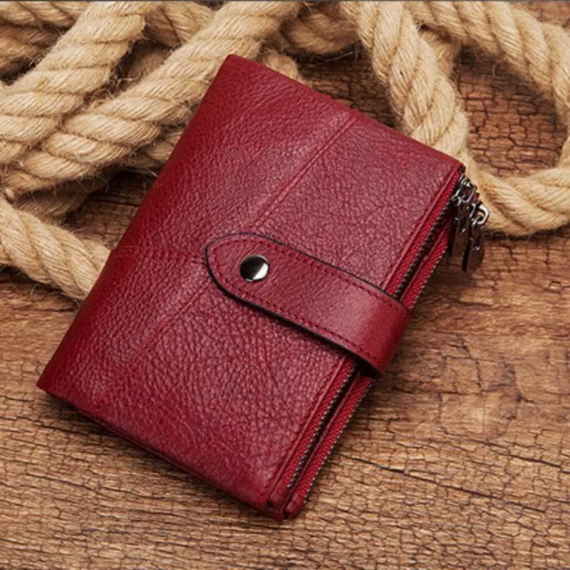 Men's Large Capacity RFID Blocking Leather Wallet with Zipper Pocket