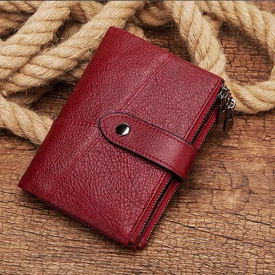 Men's Large Capacity RFID Blocking Leather Wallet with Zipper Pocket