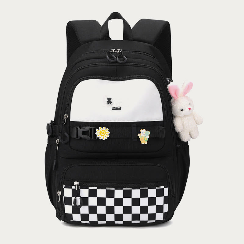 Backpack For Women Plaid Pattern Bright Color Simple Schoolbag