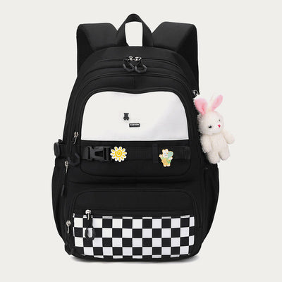 Backpack For Women Plaid Pattern Bright Color Simple Schoolbag