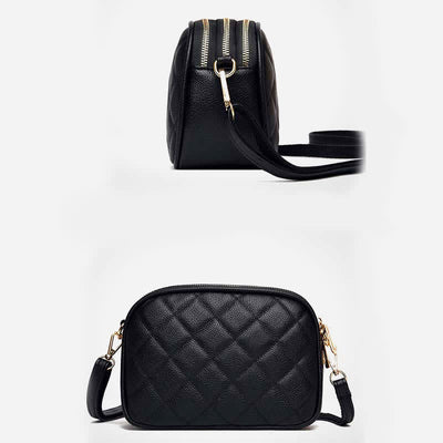 3 Zip Crossbody Bag for Women Faux Leather Quilted Small Shoulder Purse