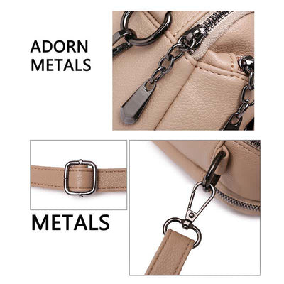 Multi-Pocket Leather Crossbody Purse for Women Small Top Handle Satchel Handbag
