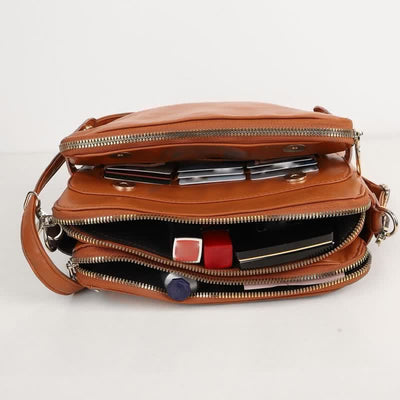 Multi-Pocket Soft PU Clutch Bag Vintage Cross Body Shoulder Bag