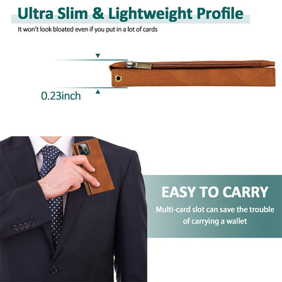 Wallet Case for iPhone Samsung Durable Flip Lanyard Strap Wristlet Zipper Card Holder