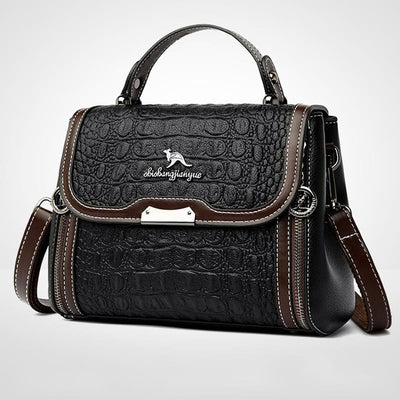 Crocodile Print Handbag For Women Roomy PU Leather Crossbody Bag