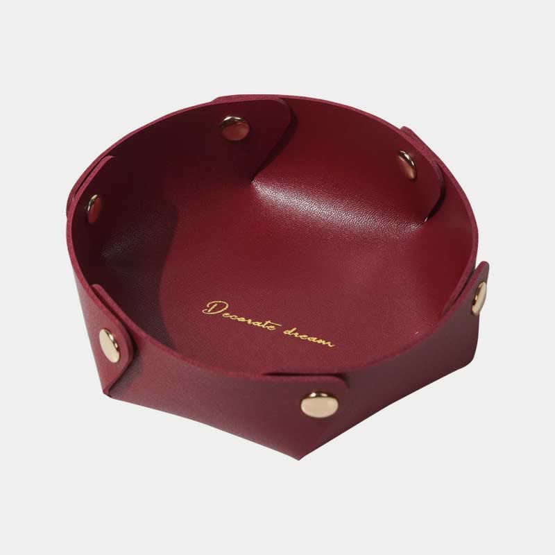 Foldable Leather Valet Tray Small Catchall Jewelry Travel Table Organizer