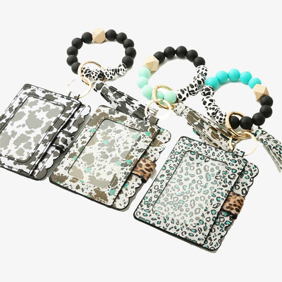 Western Card Holder Silicone Bead Bracelet Tassel Purse For Women