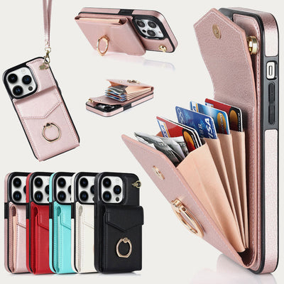 Wallet Phone Case for iPhone Casual Leather Buckle Card Holder