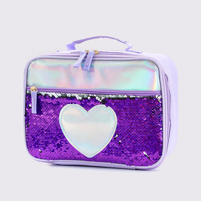 Lunch Bag For Children Glitter Heart Pattern Insulated Bag