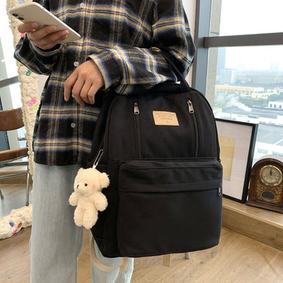 Backpack for Women Minimalist Plain Color Nylon Outdoor School Daypack