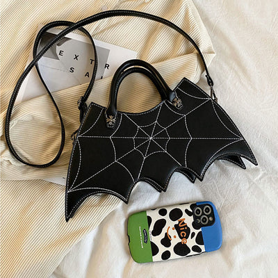 Crossbody Bag For Halloween Outfit Creative Bat Pattern Leather Bag
