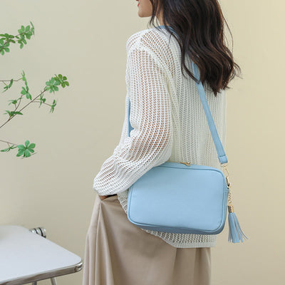 Crossbody Bag For Women Tassel Solid Color Casual Leather Bag