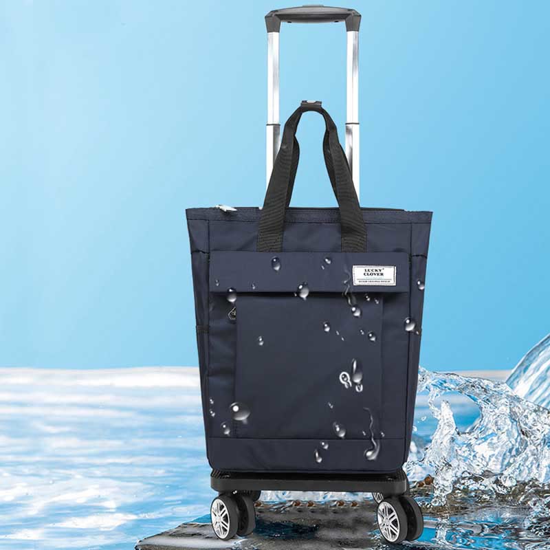 Rolling Tote For Short Travel Lightweight Pull Rod Shopping Handbag