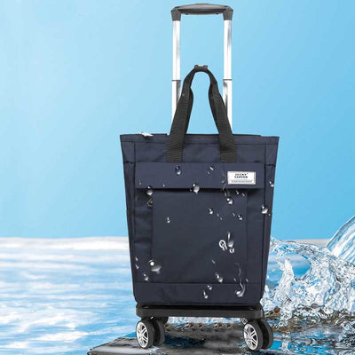 Rolling Tote For Short Travel Lightweight Pull Rod Shopping Handbag