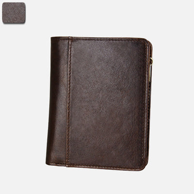 Wallet For Men Short Anti Theft Genuine Leather Retro Card Holder