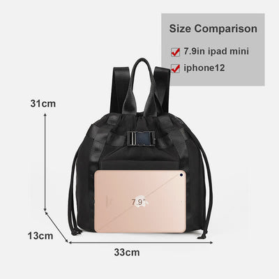 Lightweight Nylon Drawstring Backpack Tote Travel Daypack
