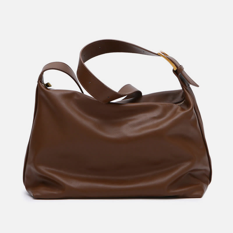 Soft Leather Tote Women Wide Strap Vintage Crossbody Satchel Purse