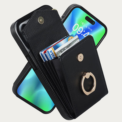 Wallet Phone Case for iPhone Casual Leather Buckle Card Holder