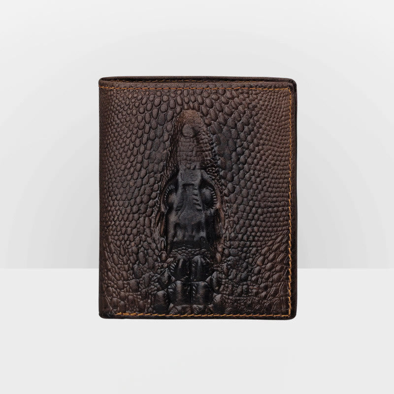 Real Leather Crocodile Engraved Wallet Retro Bifold Wallet