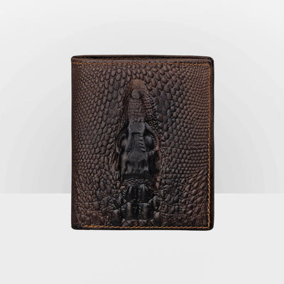 Real Leather Crocodile Engraved Wallet Retro Bifold Wallet