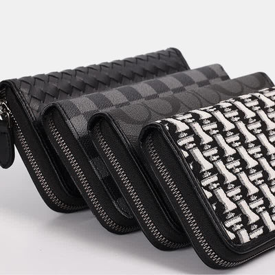 Leather Wallet for Men Zip Around Pattern Print Luxury Wallet Clutch