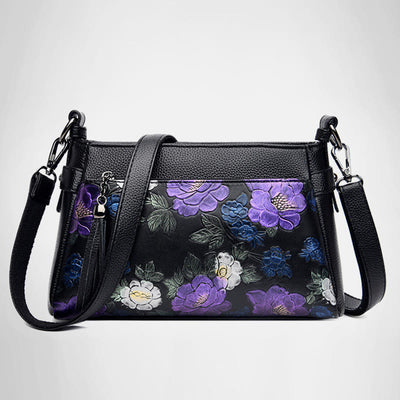 Blooming Floral Crossbody Bag For Women Dragonfly Print Tassel Purse
