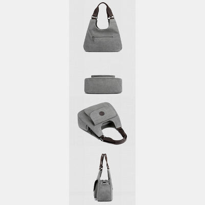 Multi-Pocket Hobo Handbag Casual Canvas Tote Purse Shoulder Bag