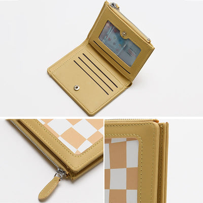 Wallet For Women Protable Light Color Short Leather Money Clip