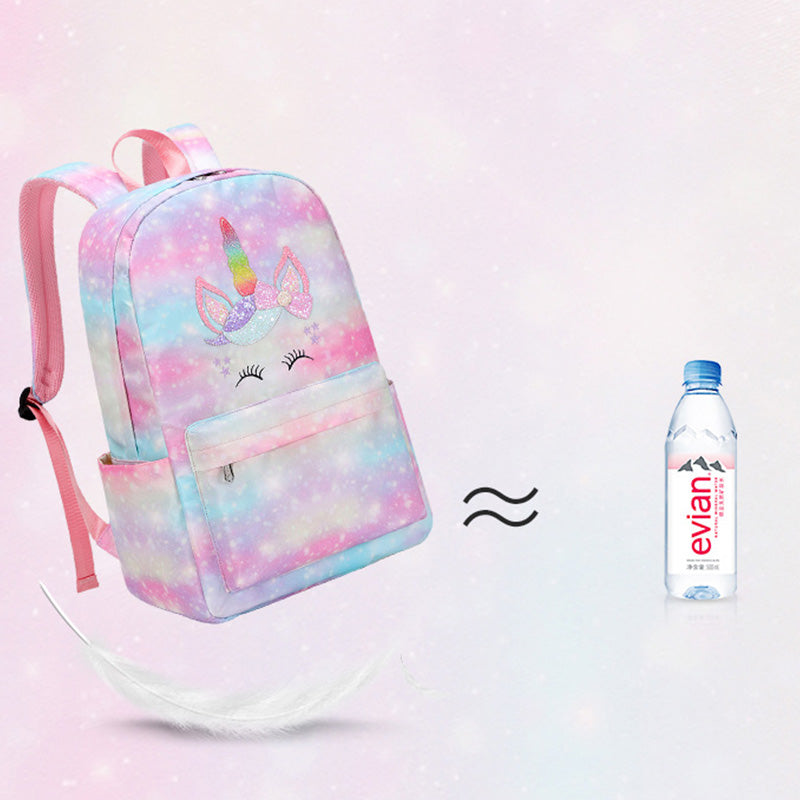 Unicorn School Backpack for Girls Kids Elementary Bookbag Lunch Bag Set